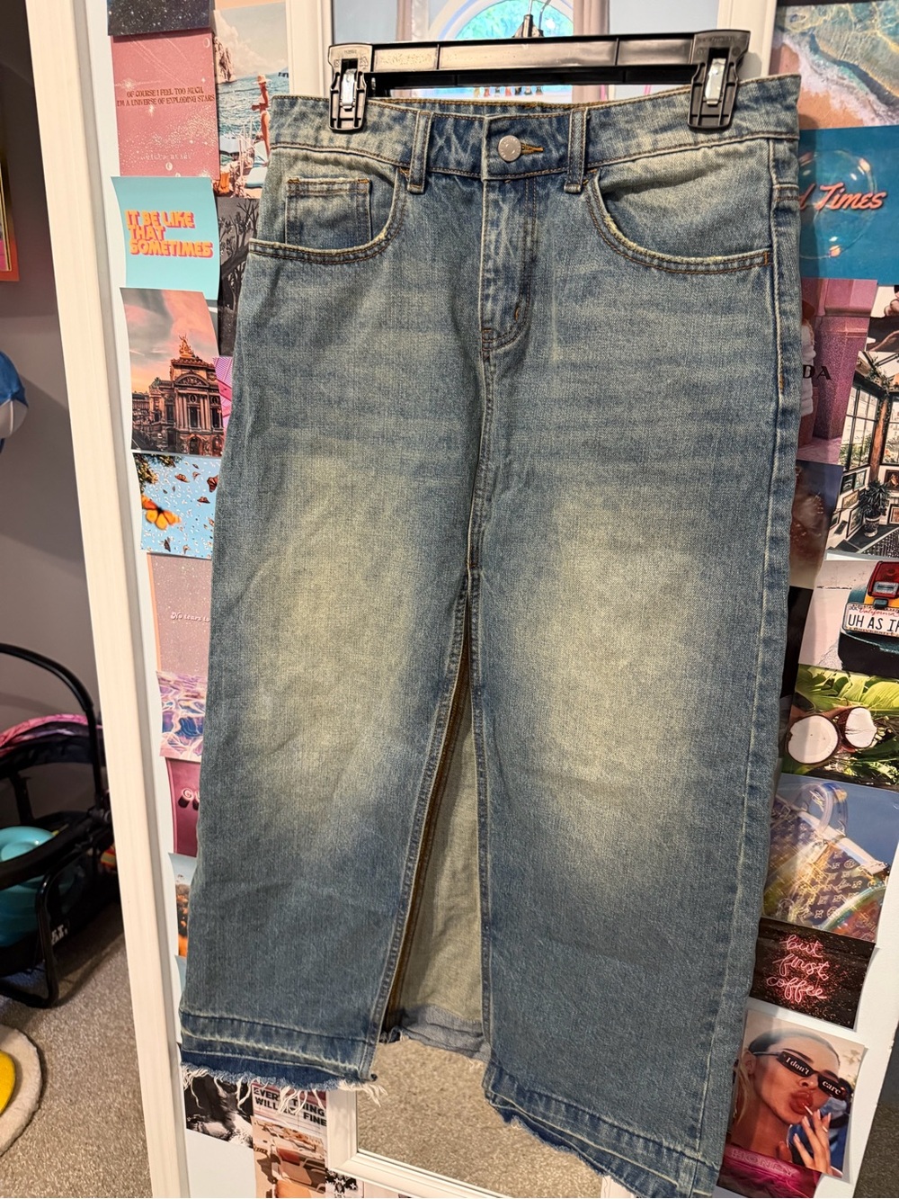 BDG Light Blue Straight Denim Skirt